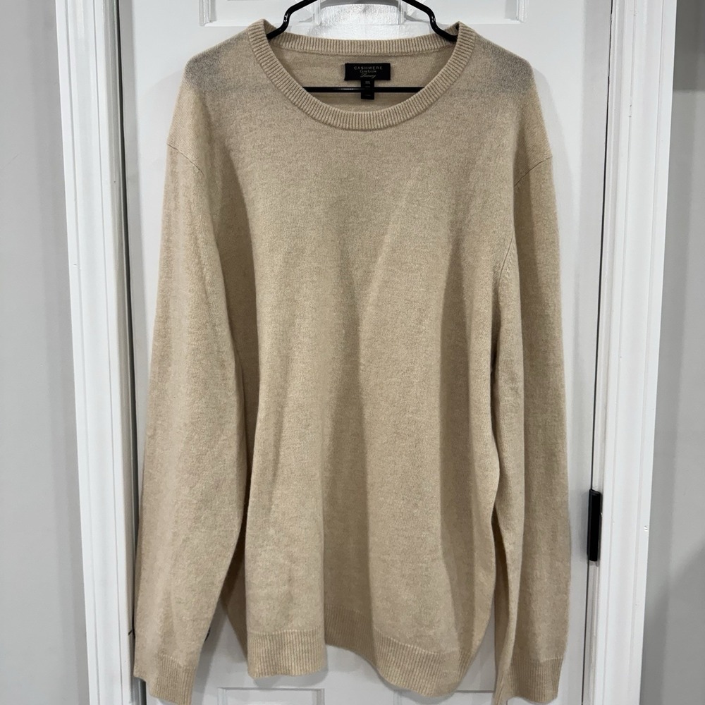 Club Room Men's Beige Cashmere Crewneck Sweater Size 2XLarge